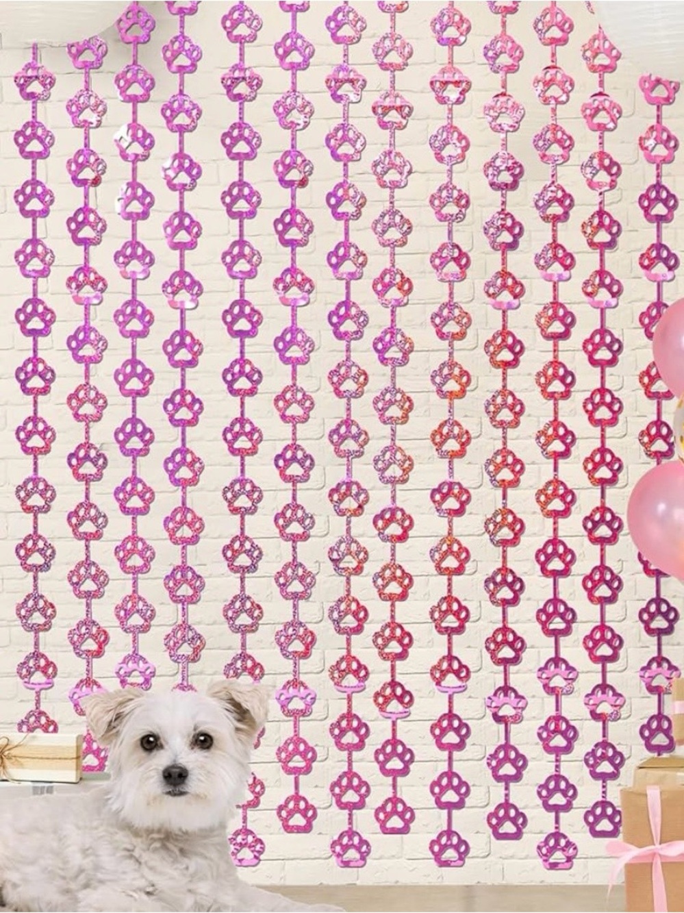 Pink Dog Birthday Supplies with Foil Curtains, balloons, Banner NWT - Picture 2 of 11